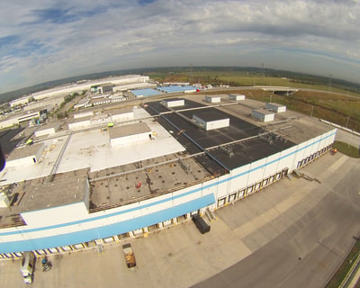 Aerial photo of Versacold Logistics' roof in Milton, Ontario