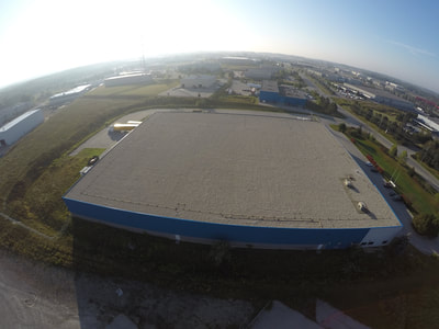 Aerial photo of Royal Distributing roof in Guelph, Ontario