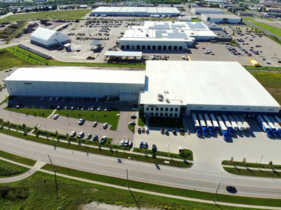 Aerial photo of Fastenal's roof in Kitchener, Ontario